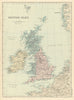 BRITISH ISLES England Ireland Scotland Wales North Sea antique map GW BACON 1891