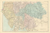 LAKE DISTRICT Cumbria & Westmorland (South sheet) County map GW BACON 1891