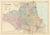 DURHAM antique county map by GW BACON 1891 old vintage plan chart
