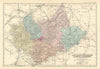 LEICESTERSHIRE & RUTLANDSHIRE antique county map by GW BACON 1891 old