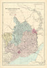 MONMOUTHSHIRE & RIVER WYE antique county map by GW BACON 1891 old