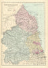 NORTHUMBERLAND antique county map by GW BACON 1891 old plan chart