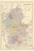STAFFORDSHIRE antique county map by GW BACON 1891 old plan chart