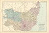 SUFFOLK antique county map by GW BACON 1891 old vintage plan chart