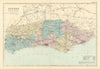 SUSSEX antique county map by GW BACON 1891 old vintage plan chart