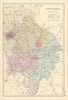 WARWICKSHIRE antique county map by GW BACON 1891 old plan chart