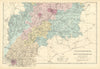 WORCESTERSHIRE & GLOUCESTERSHIRE (South) antique county map by GW BACON 1891