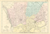 BRISTOL Clifton Cotham Easton Ashton Gate town city plan GW BACON 1891 old map