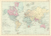 WORLD ON MERCATOR'S PROJECTION showing the BRITISH EMPIRE by GW BACON 1891 map