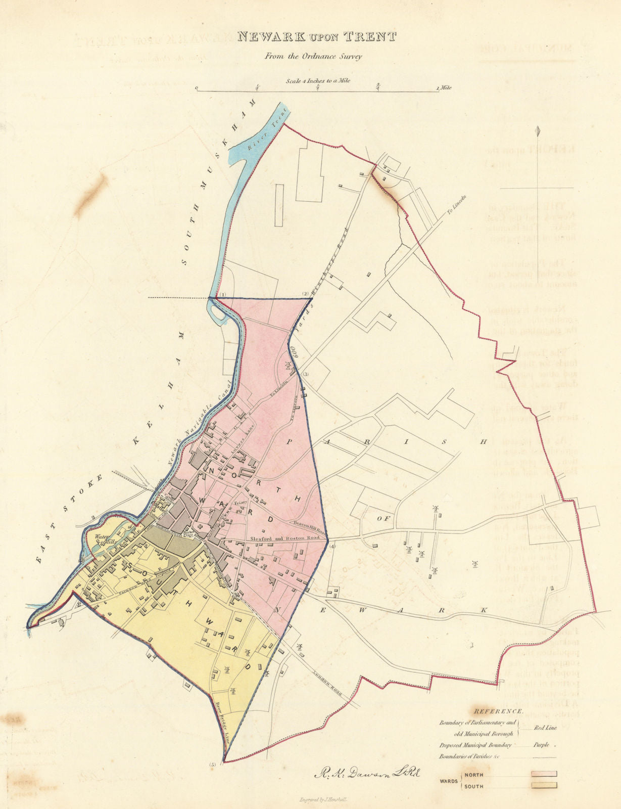 NEWARK-UPON-TRENT borough/town plan. BOUNDARY COMMISSION. Notts. DAWSON ...