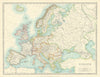 EUROPE shown just before the First World War. JOHNSTON 1913 old antique map