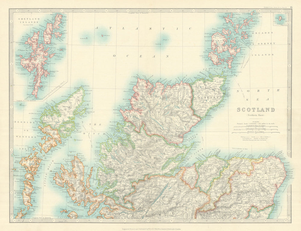 NORTHERN SCOTLAND showing battlefields and dates. JOHNSTON 1913 old map