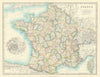 FRANCE showing important battlefields and dates. JOHNSTON 1913 old antique map