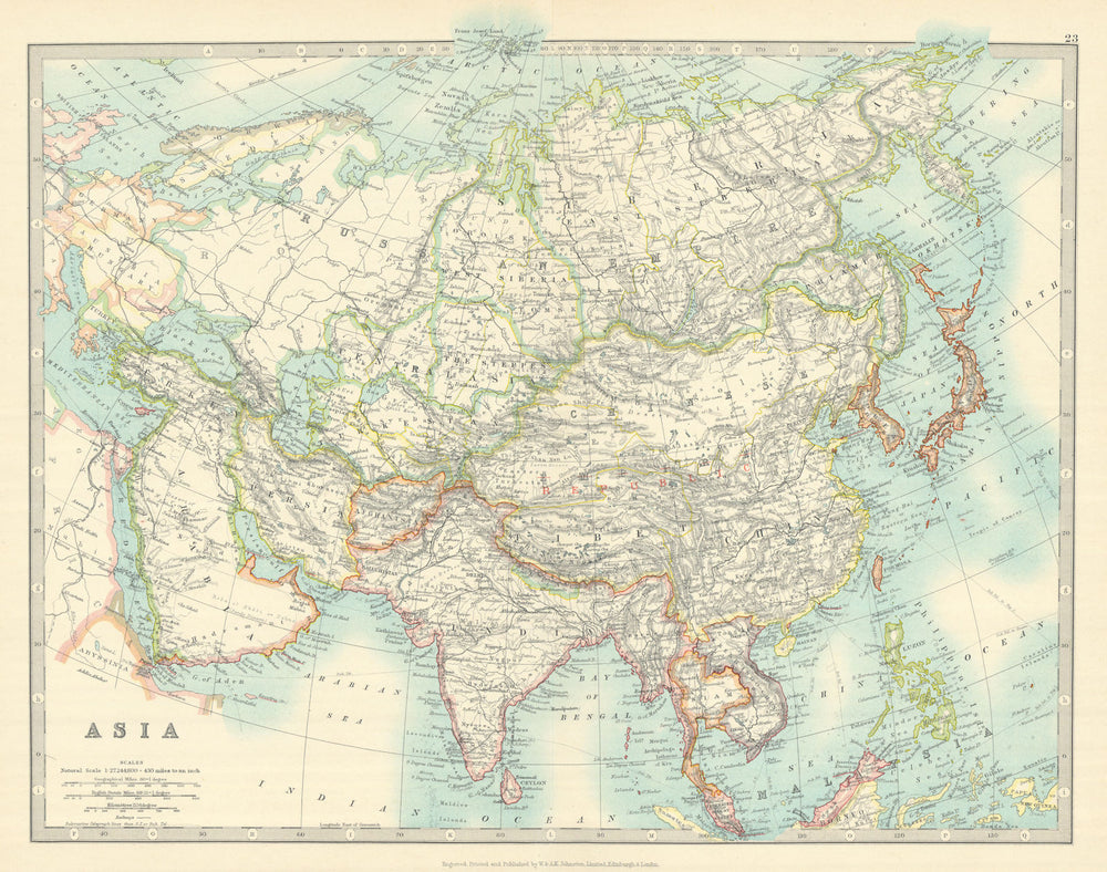 ASIA Chinese Empire overprinted w/ Republic due to Emperor's abdication 1913 map