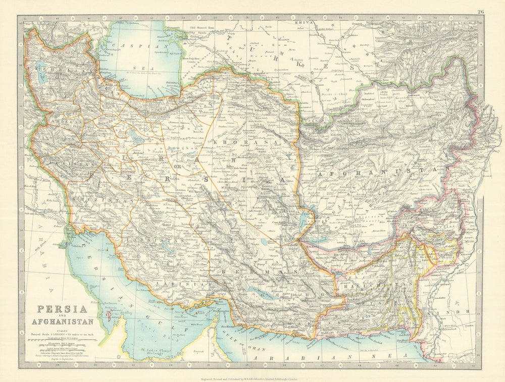 PERSIA & AFGHANISTAN. South West Asia. Iran Baluchistan. JOHNSTON 1913 old map