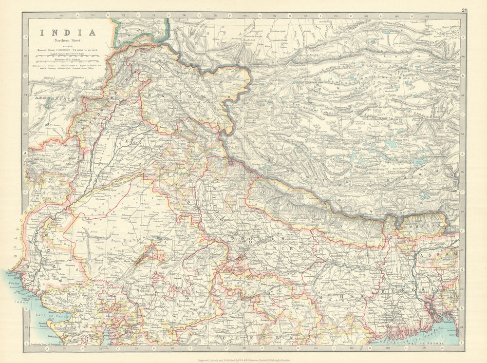 NORTH BRITISH INDIA showing battlefields & dates. Nepal Tibet. JOHNSTON 1913 map