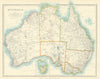 AUSTRALIA showing explorers' routes & goldfields. JOHNSTON 1913 map