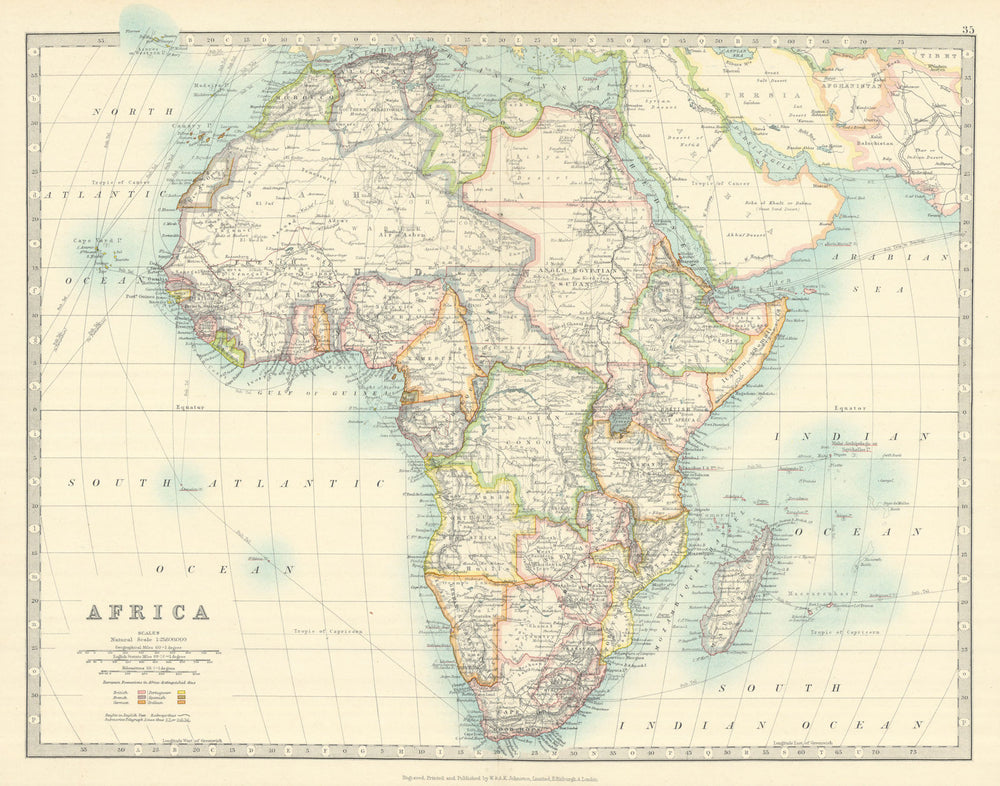 COLONIAL AFRICA. Kamerun borders reflect 1911 Treaty of Fez. JOHNSTON 1913 map
