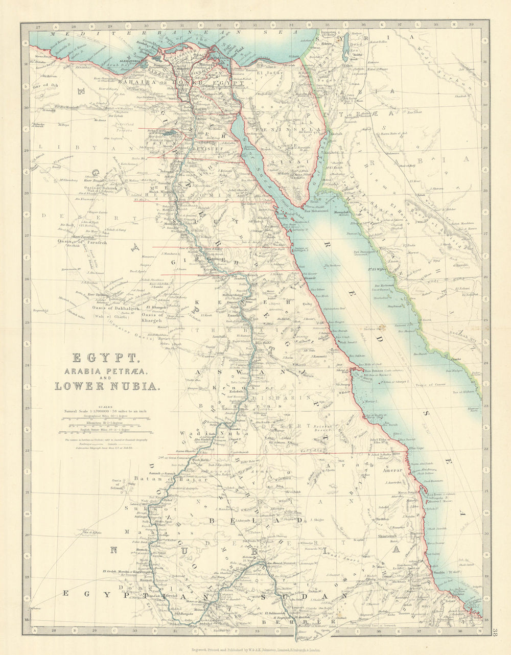 EGYPT ARABIA PETRAEA LOWER NUBIA. Nile Valley Red Sea Sharm El Sheikh 1913 map