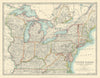 NORTH EASTERN UNITED STATES. Great Lakes. MidWest. USA. JOHNSTON 1913 old map
