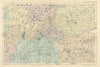 LONDON ENVIRONS. Home counties. Railways & parks. BACON 1898 old antique map