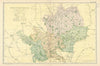 HERTFORDSHIRE antique county map by GW BACON 1898 old plan chart