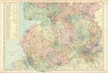 LANCASHIRE (South sheet) antique county map by GW BACON 1898 old