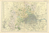 MIDDLESEX antique county map by GW BACON 1898 old plan chart