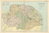 NORFOLK antique county map by GW BACON 1898 old vintage plan chart