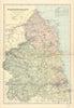 NORTHUMBERLAND antique county map by GW BACON 1898 old plan chart