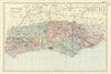 SUSSEX antique county map by GW BACON 1898 old vintage plan chart