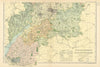 WORCESTERSHIRE & GLOUCESTERSHIRE (South) antique county map by GW BACON 1898