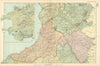 CENTRAL WALES & PEMBROKESHIRE. Showing Parliamentary divisions. BACON 1898 map