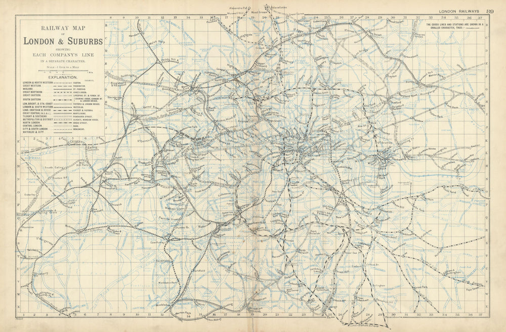 LONDON Rail & Underground Tube map antique map by GW BACON 1898 old