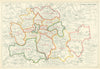 LONDON POLICE COURTS. Showing divisions & court locations. BACON 1919 old map