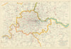 LONDON FIRE BRIGADE. Showing Fire Brigade Stations. Vintage map. BACON 1919