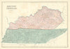 Kentucky & Tennessee state map showing counties. JOHN BARTHOLOMEW 1854 old