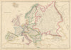 Europe by Joseph Wilson Lowry. Great Powers 1860 old antique map plan chart