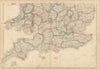 England and Wales (South Part) by Edward Weller 1860 old antique map chart