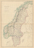 Sweden and Norway in provinces by Joseph Wilson Lowry 1860 old antique map