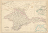 The Crimea & Sevastopol environs by John Bartholomew 1860 old antique map