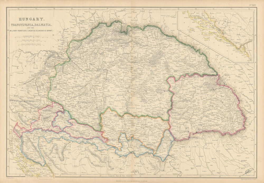 Hungary, Woiwody of Servia & Temes Banat, Transylvania, Croatia… LOWRY 1860 map