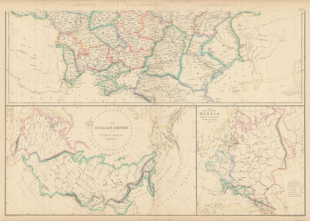 Russia in Europe, South. Ukraine. Acquisitions since 1689. WELLER 1860 old map