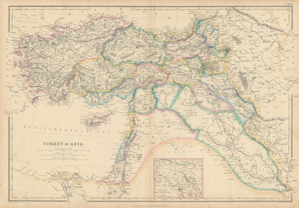Turkey in Asia. Mosul Assyrian Cities. Koordistan/Kurdistan. HUGHES 1860 map
