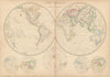 The World in Hemispheres with Other Projections by Edward Weller 1860 old map