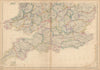 England and Wales (South Part) by Edward Weller 1860 old antique map chart