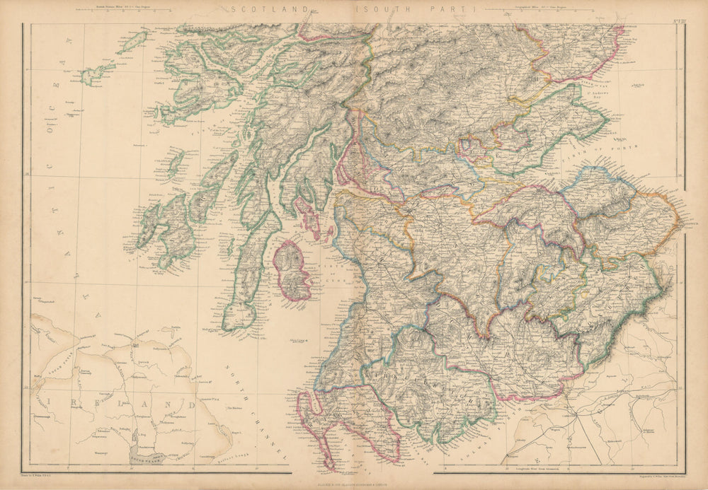 Scotland (South) by Edward Weller. Borders Lothian Central Strathclyde 1860 map