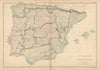 Spain and Portugal by Edward Weller. Iberia 1860 old antique map plan chart