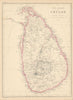 The Island of Ceylon by Edward Weller. Sri Lanka 1860 old antique map chart
