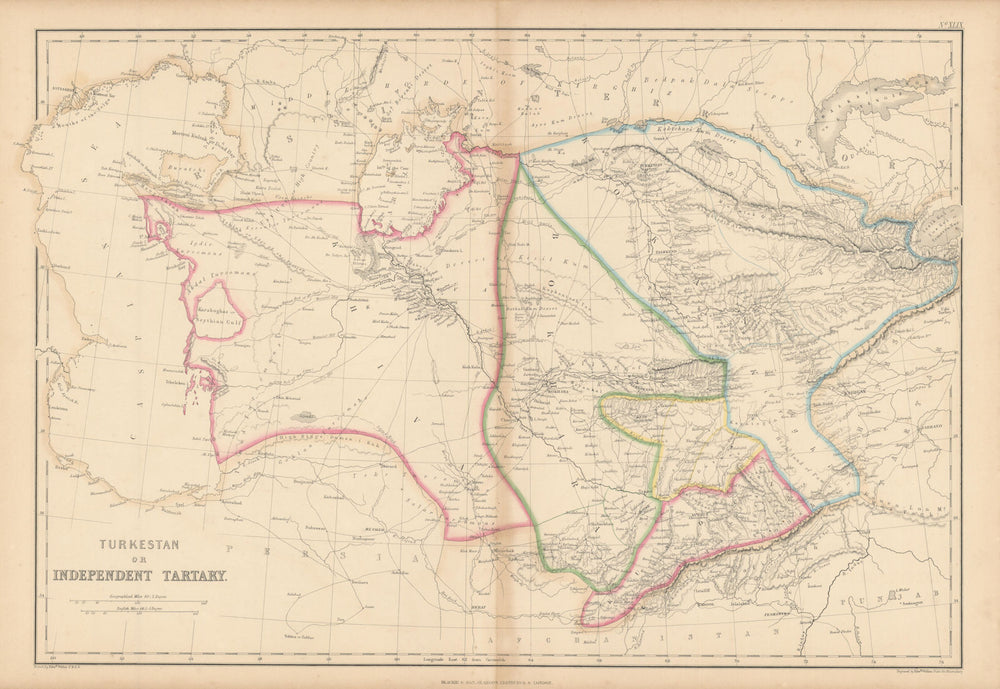 Turkestan, or Independent Tartary by Edward Weller. Central Asia 1860 old map